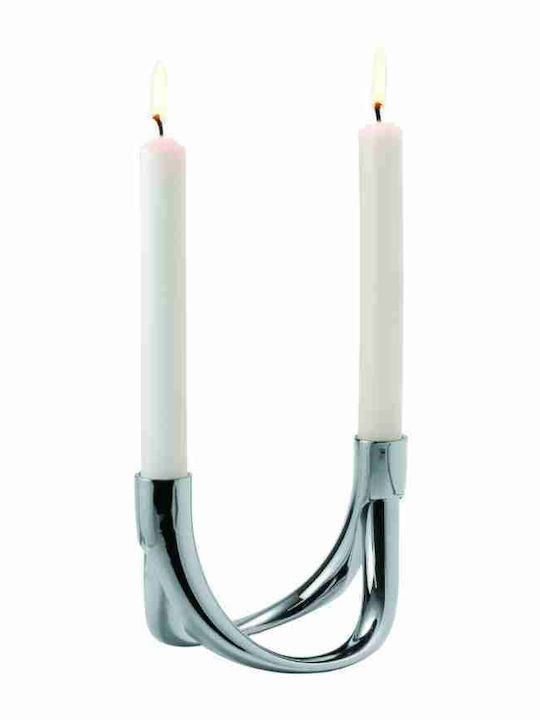 Philippi Bow Candle Holder Metal 2 Seats in Silver Color 17x9x8cm 1pcs