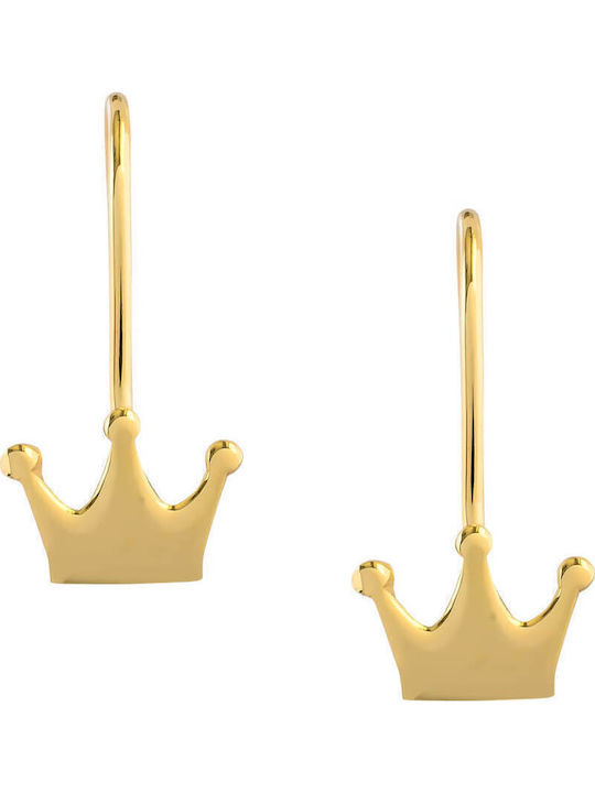 Hypoallergenic Kids Earrings Pendants Crowns from Gold 9K