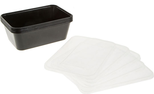 Plastic Microwave Food Containers Lid 750ml 5 Pieces