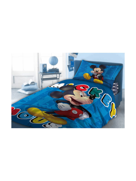 Disney Set Kids Duvet Cover Single with Pillowcase Blue 160x240cm