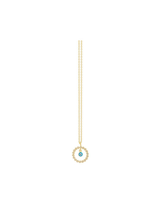 Eforo Necklace Eye from Gold Plated Silver with Zircon