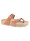 Vesna Leather Women's Flat Sandals Anatomic in Orange Color