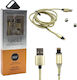X-cable Braided / Magnetic Cablu USB la Lightning / Type-C / micro USB cu mai multe porturi Auriu 1m