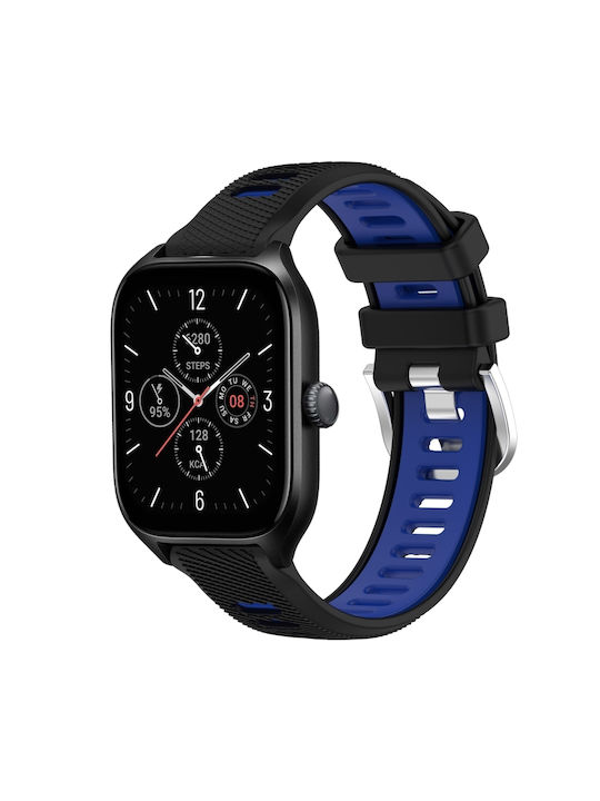 Texture Two Color Λουράκι Σιλικόνης Black Blue (Amazfit GTS 4)