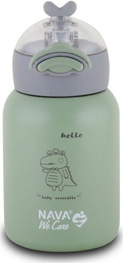 Nava Bottle Thermos Stainless Steel 350ml Green with Straw