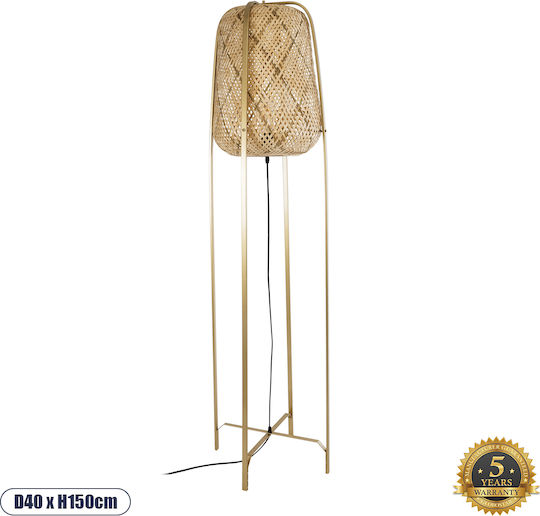 GloboStar Meilani Floor Lamp H150xW40cm. with Socket for Bulb E27 Gold