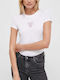 Tommy Hilfiger Women's Blouse Cotton Short Sleeve White.