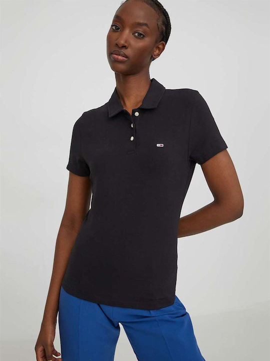 Tommy Hilfiger Damen Polo Bluse Kurzarm Black