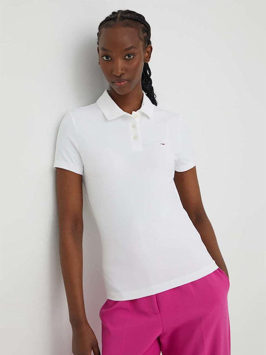 Tommy Hilfiger Damen Polo Bluse Kurzarm White