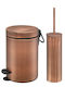 Sanco Inox Set coș de gunoi și perie pentru baie Închidere lentă 3lt Copper
