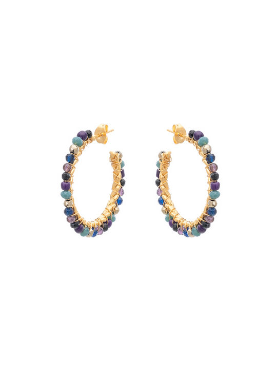 LifeLikes Earrings Hoops Gold Plated with Stones