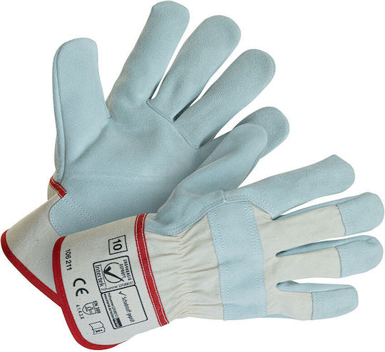 Lux Tools No10 Γάντια Εργασίας Γαλάζια Δερμάτινα