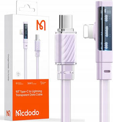 Mcdodo Flach / Winkel (90°) USB-C zu Lightning Kabel 36W Lila 2m (CA-3444)