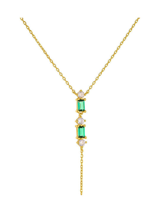 Ioannis Kosmima Necklace from Gold Plated Silver with Green Zircon