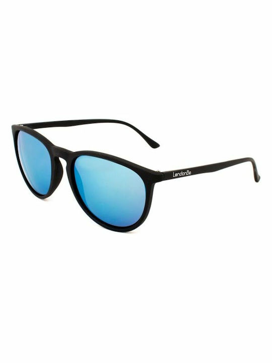 LondonBe Sunglasses with Black Plastic Frame and Light Blue Mirror Lens LB79928511114