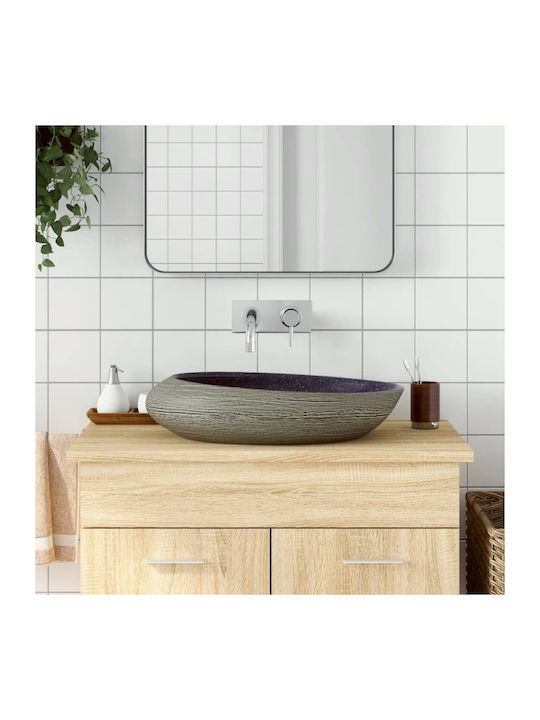vidaXL Vessel Sink Ceramic 59x40x14cm Purple and Grey