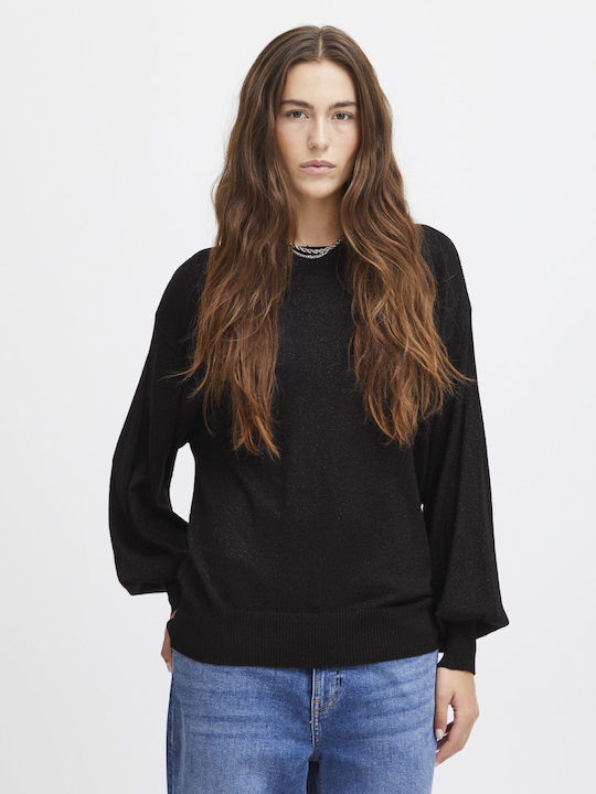 ICHI Damen Langarm Pullover Black