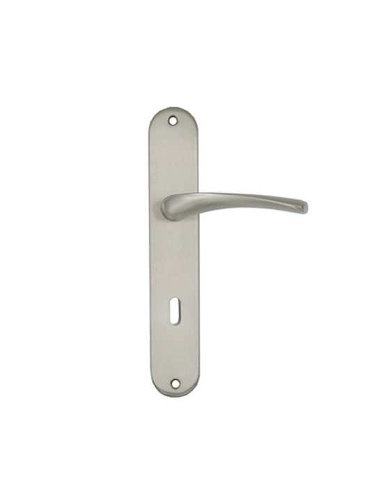 Deco Ceramica Lever Middle Door with Plate Pair Matt Nickel