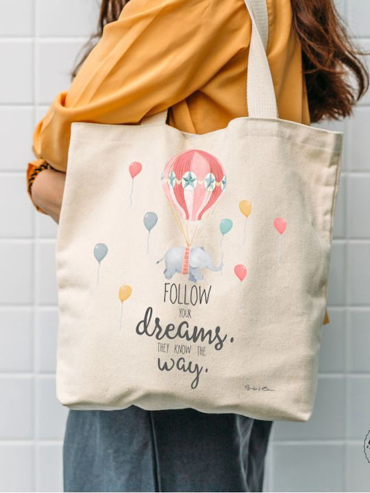 Fabric Shopping Bag in Beige color