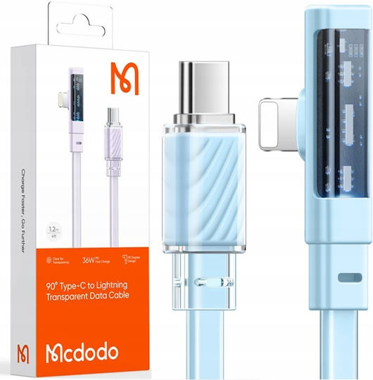 Mcdodo Winkel (90°) / Flach USB-C zu Lightning Kabel 36W Blau 1m (CA-3442)