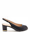 Leder Pumps mit flachem Absatz Blau