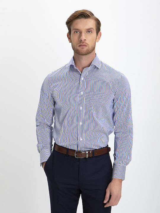 Kaiserhoff Men's Shirt Long-sleeved Cotton Striped Blue