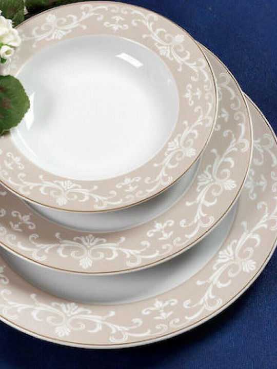 Cryspo Trio Charlote Gold Porcelain Dinnerware Set 20pcs