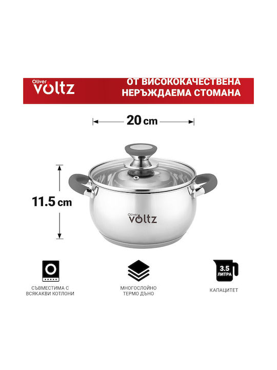 Voltz Дълбока Неръждаема Тенджера 3.5лт / 20см