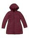 Lang Damen Puffer Jacke Wendbar für Winter Burgundy