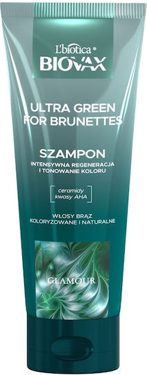 L'biotica Biovax Glamour Ultra Green За Кестеняви Шампоан Възстановяване И Подхранване И Блясък За Боядисана Коса 200мл