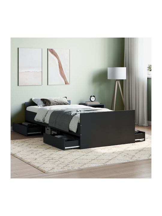 Bett Einzelbett Holz Black mit Latten für Matra...
