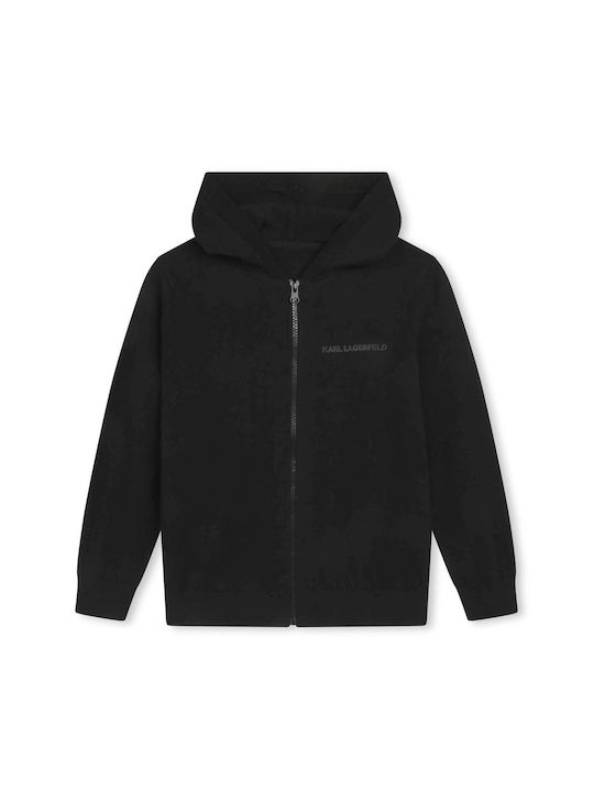 Karl Lagerfeld Kids Cardigan Knitted with Hood Black