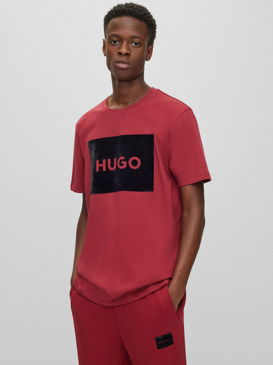 Hugo Boss Bluza Bărbătească cu Mânecă Scurtă Roșie