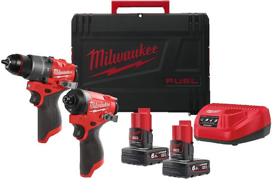 Milwaukee 4933480588 Σετ Δραπανοκατσάβιδο 12V με 2 Μπαταρίες 6Ah