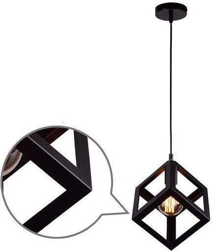 Universo Illuminazione Hängelampe Schwarz mit Fassung E27 16x16cm.