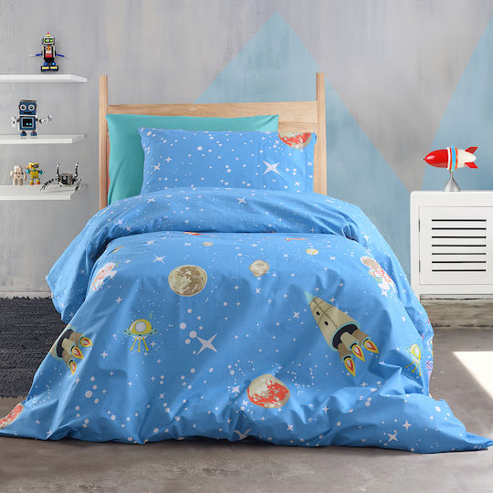 Palatex Σετ Μονά με Λάστιχο Lupa Blue 105x205cm Palatex Σετ Μονά με Λάστιχο Lupa Blue 105x205cm