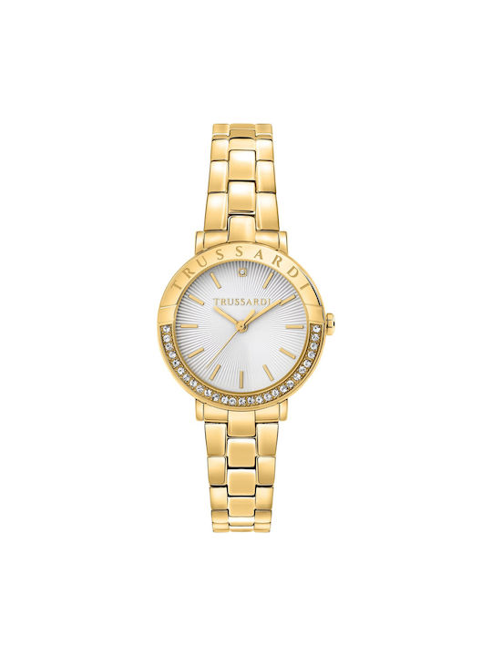 Trussardi T-vision Crystals Watch with Gold Metal Bracelet