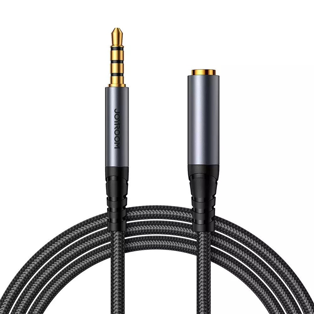 Joyroom SY-A09 AUX extension cable 3.5mm mini jack female to 3.5mm mini jack male, braided, 1.2m (black)