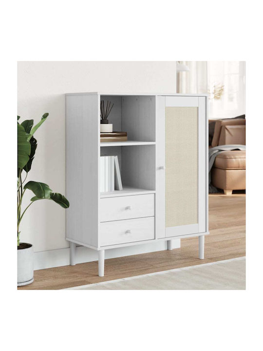 Bookcase White/Ratan 90x40x112cm