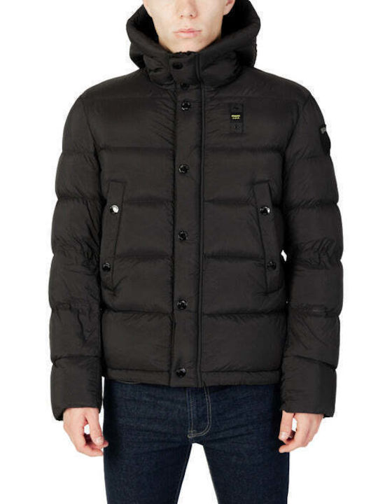 Blauer Herren Winter Jacke Lässig Schwarz