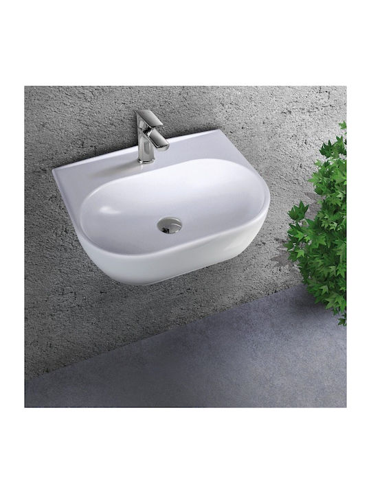 Bianco Ceramica Studio Wall-mounted / Vessel Sink Porcelain 45x32cm White