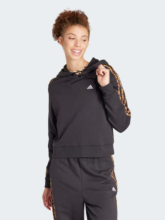 Adidas Essentials 3-stripes Hanorac pentru Femei Cu glugă Negru