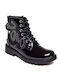 Marikelly Kids Patent Leather Military Boots Black