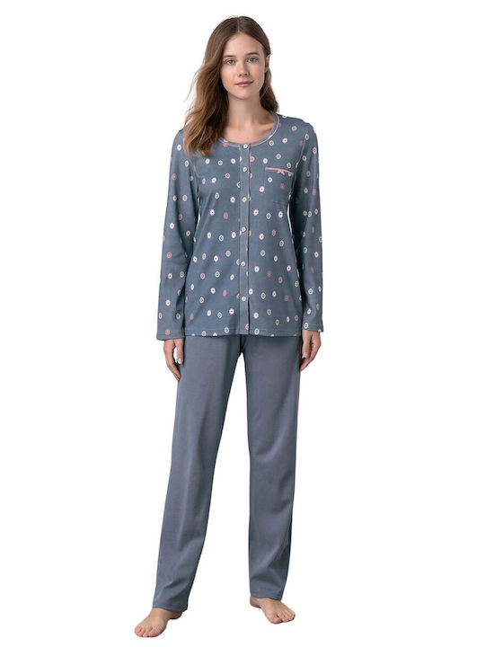 Vamp Winter Damen Pyjama-Set BLUE RAF