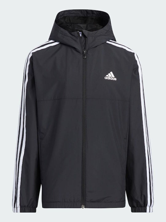 Woven Kinder Sport Jacke mit Kapuze Schwarz