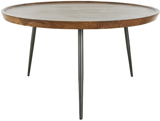 Round Central Coffee Table Pencil 87 Solid Wood Natural / Black M87xP87xH45cm