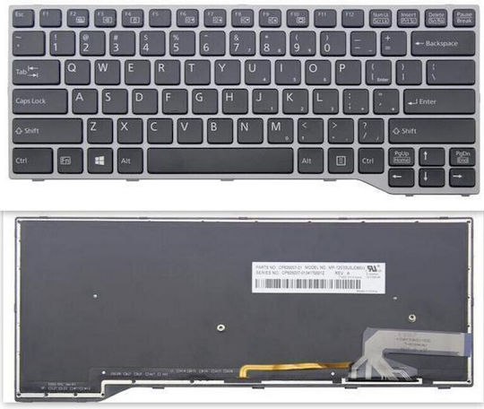 Πληκτρολόγιο Laptop για Fujitsu Lifebook E733 E744 E734 E743 με Πλαίσιο & με Backlit σε Μαύρο χρώμα