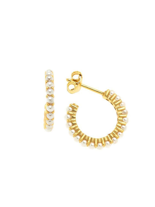 Arteon Earrings Hoops made of Silver Gold Plated with Stones & Pearls