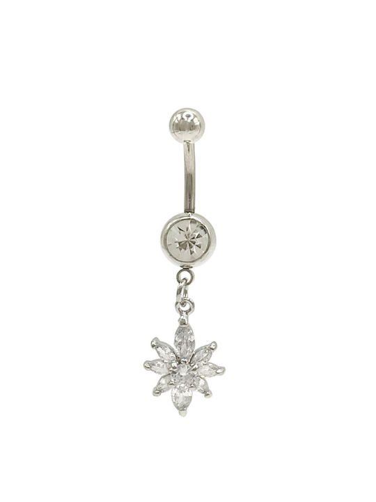 Touch Navel Earring Bar from Steel with Stones