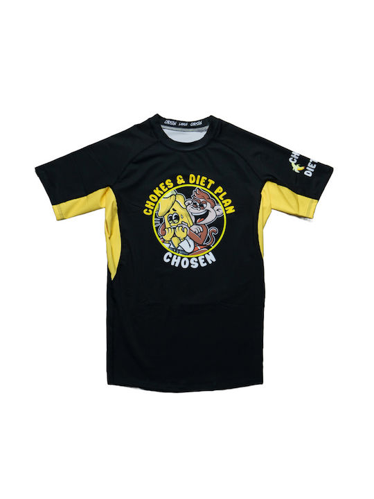 Chosen Chokes & Diet Bărbați Cu mânecă scurtă Tricou CHRS125 pentru Jiu-Jitsu Neagră